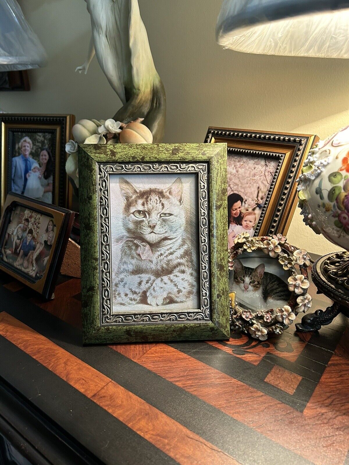Louis Wain-  His Sophisticated Cat - Framed Under Glass - Vintage