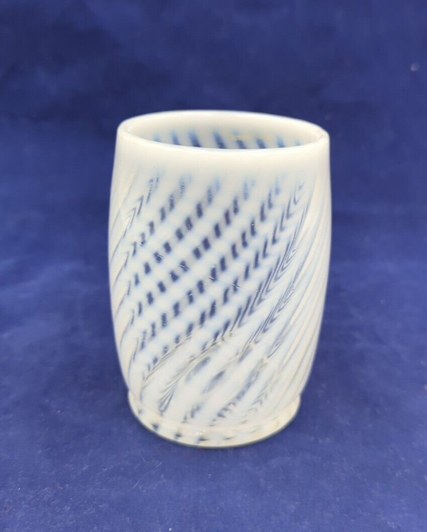 Fenton White Opalescent Swirl Glass Tumbler Cup