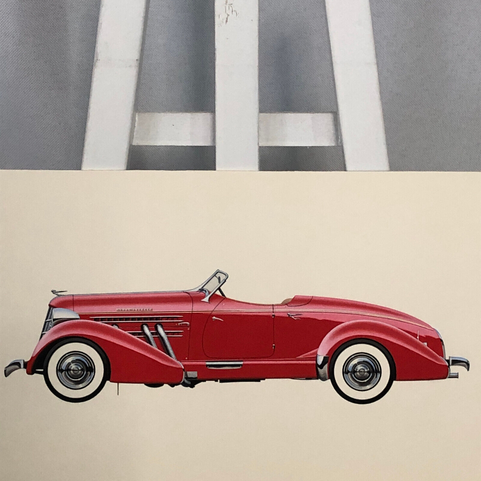 1935 Auburn 851 Speedster Roadster Car Illustration Art Drawing Hand Drawn