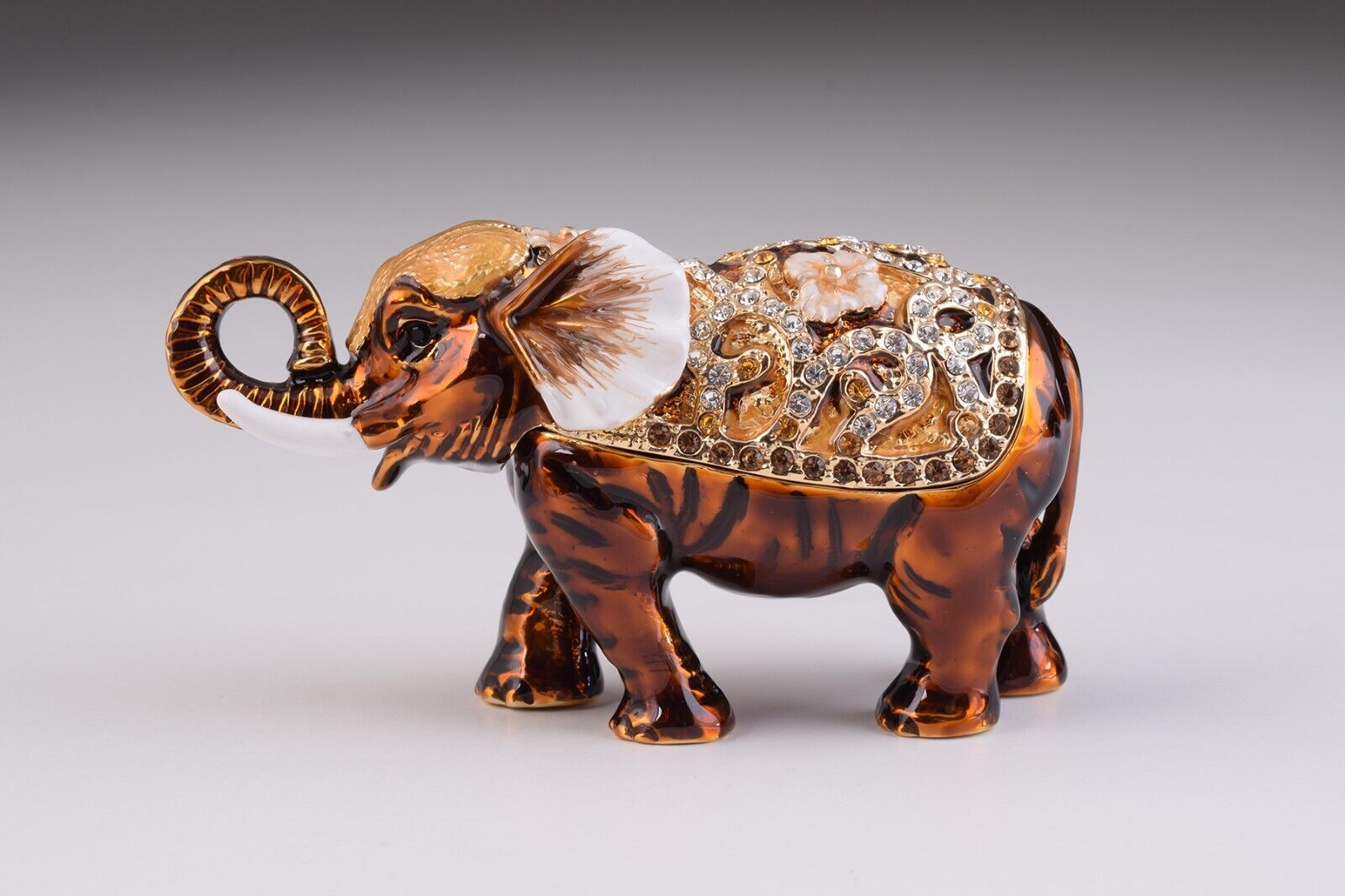 Keren Kopal Elephant Hand made Trinket Box Decorated with Austrian Crystals
