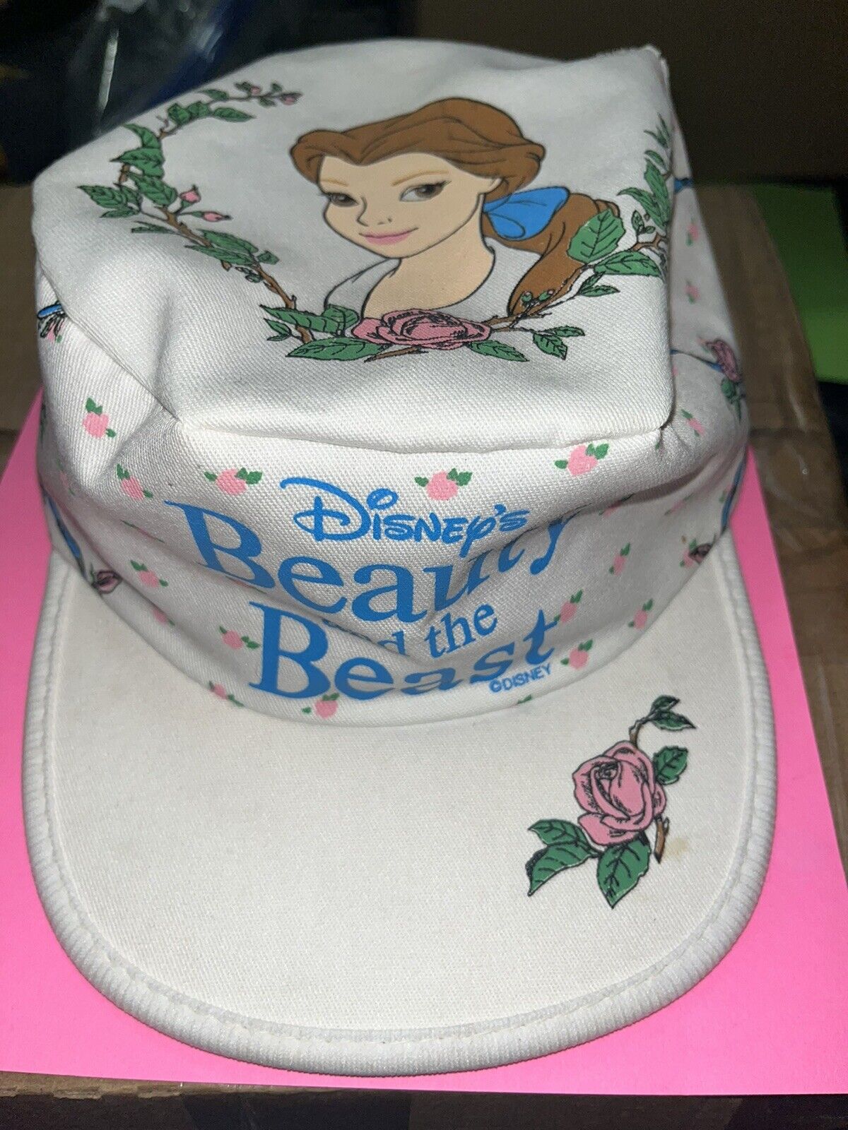 VTG 90s Disney-Beauty And The Beast-Belle -Painters Cap-Flat bill Hat-SUPER RARE