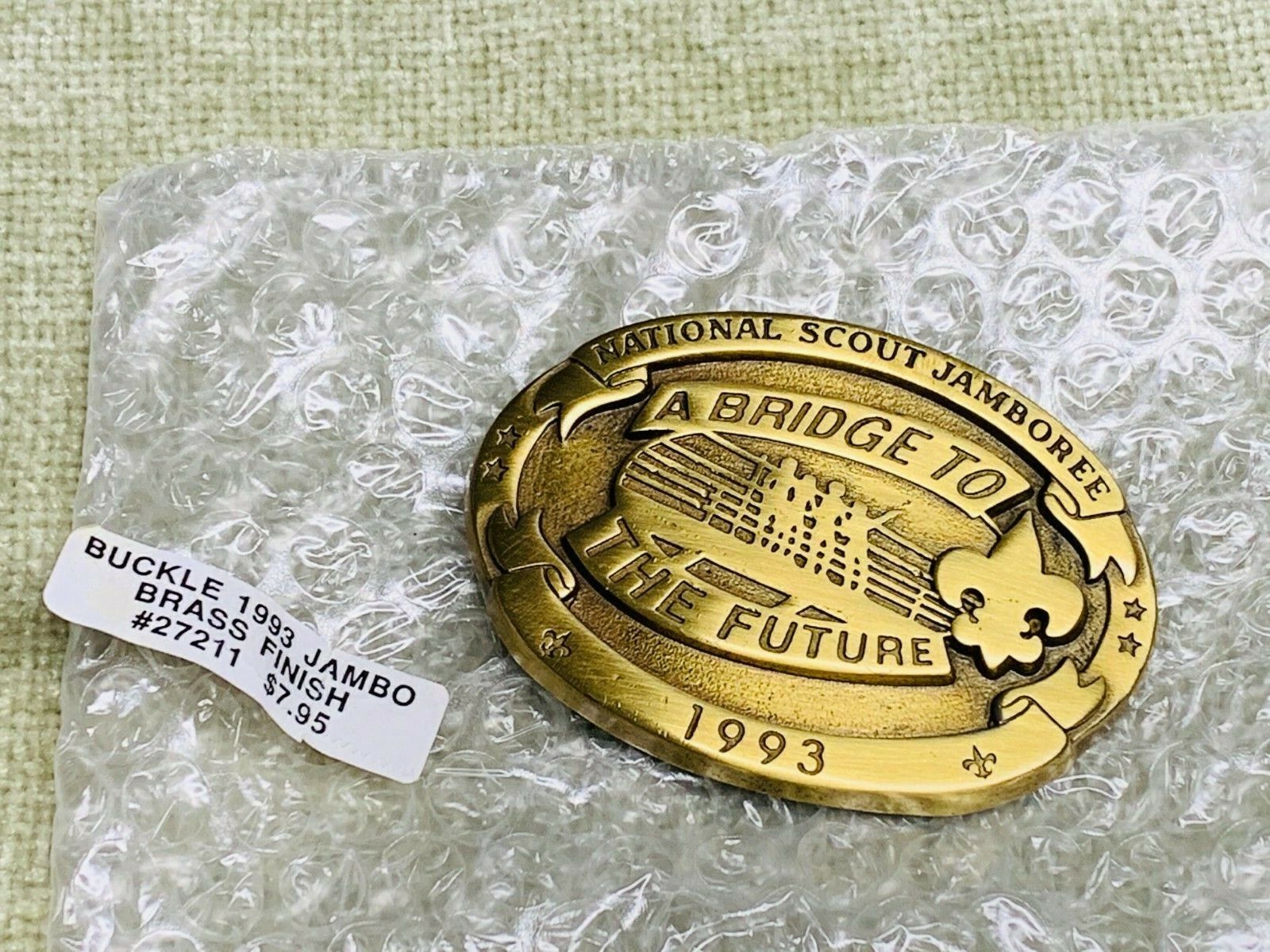 Boy Scout Brass Finished Buckle 1993 Jamboree A Bridge to the Future Never Used