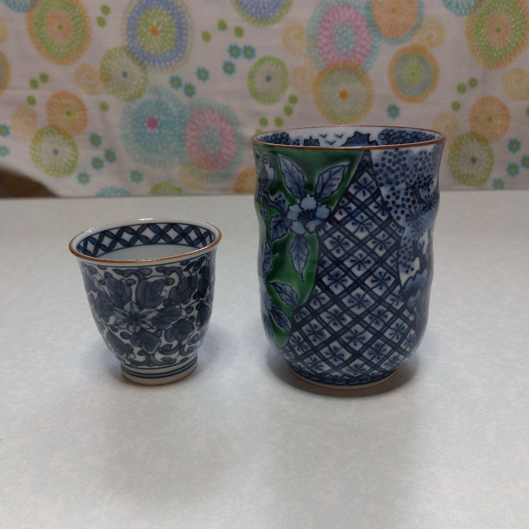 Sake cup Guinomi 1 Large Kyoto Kiyomizu-Yaki Colored Teacup Hand-Painted Dyed