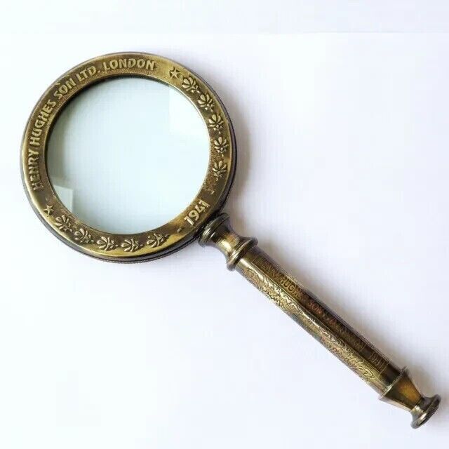 Antique Heavy Brass Magnifying Glass Vintage Magnifier gift