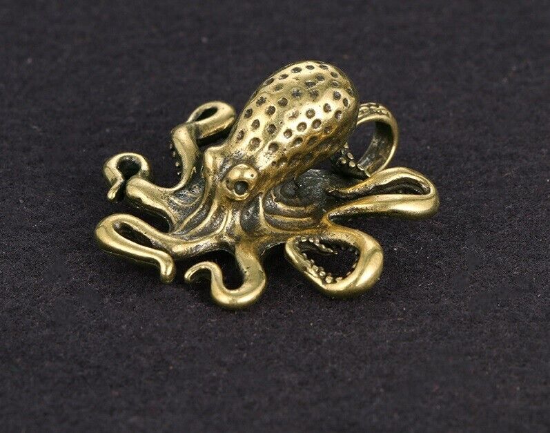 Tabletop Figurine Brass Octopus Animal Statue Small Sculpture Home Decor Gifts