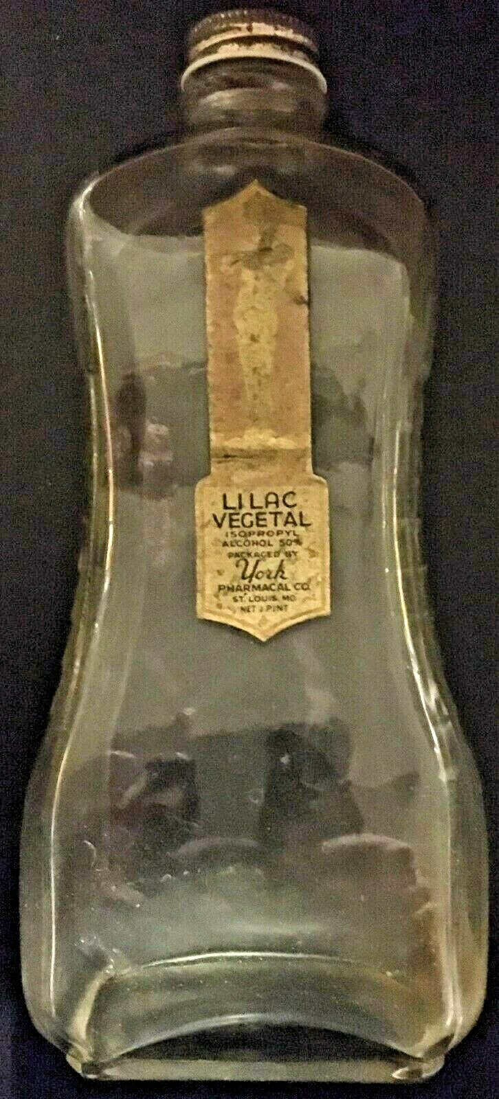 1920s LILAC VEGETAL Bottle York Pharmacal Co. - ST. Louis, MO. - Original Label