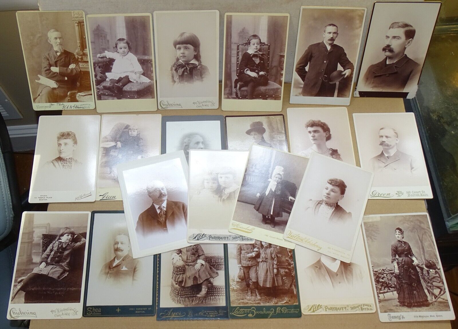 22 Cabinet Photographs ca. 1880s from one Maine estate (Boston Photographers)