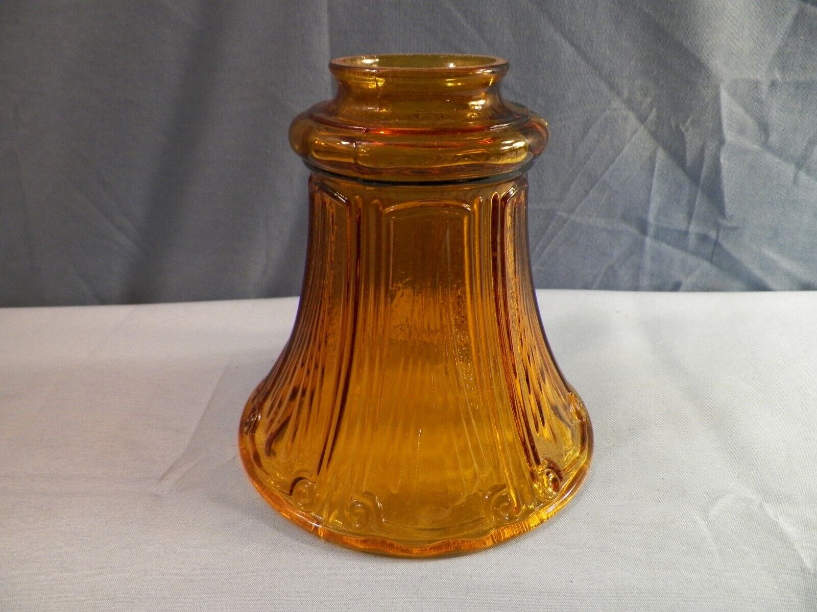 Amber Glass Ceiling Light Fixture Fan Lamp Shade Ribbed Scroll Design