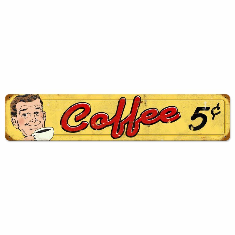 COFFEE 5¢ 1950s STYLE MAN HOLDS CUP 28\