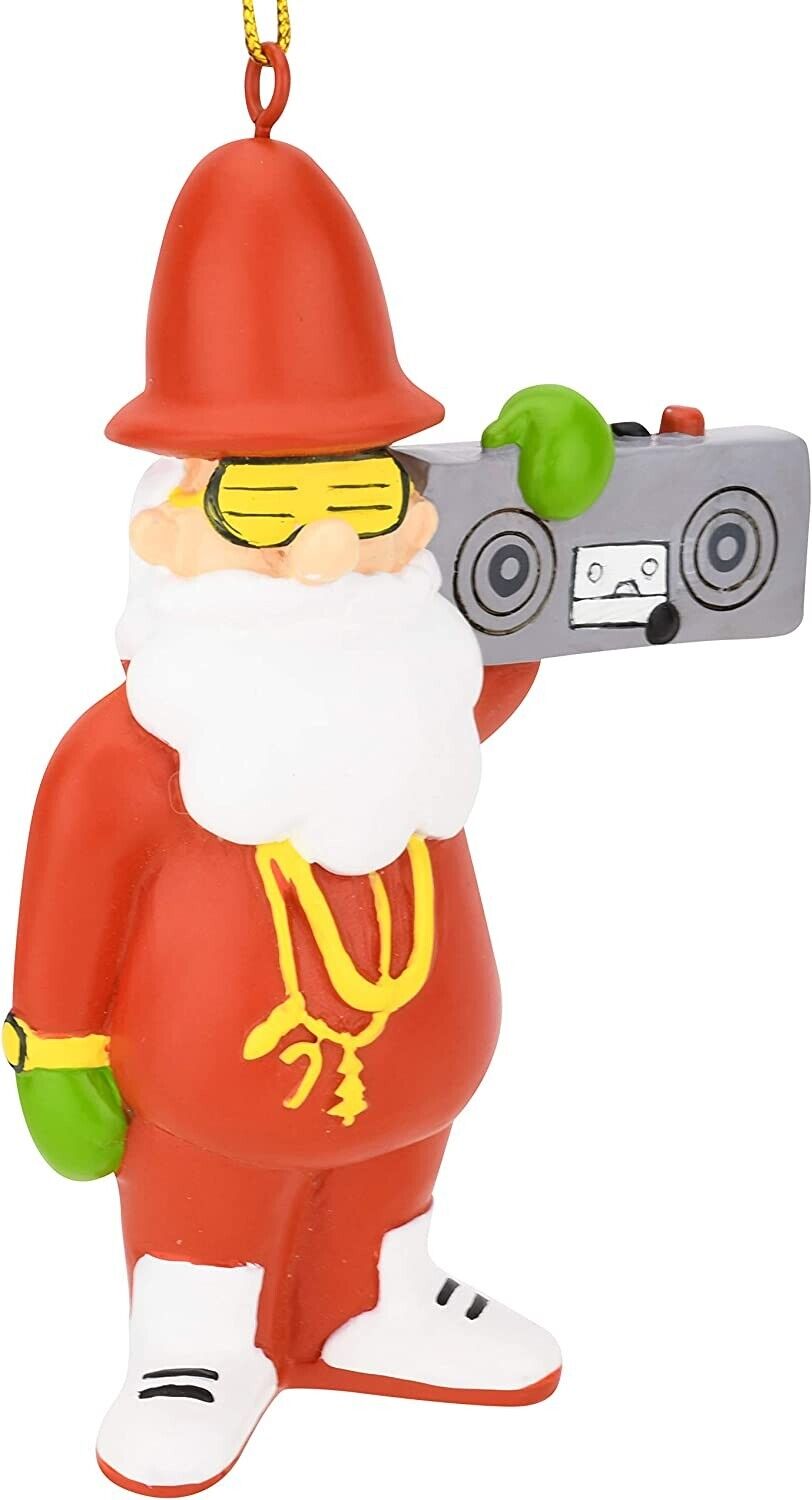 Retro 80's Hip Hop Santa Christmas Ornaments