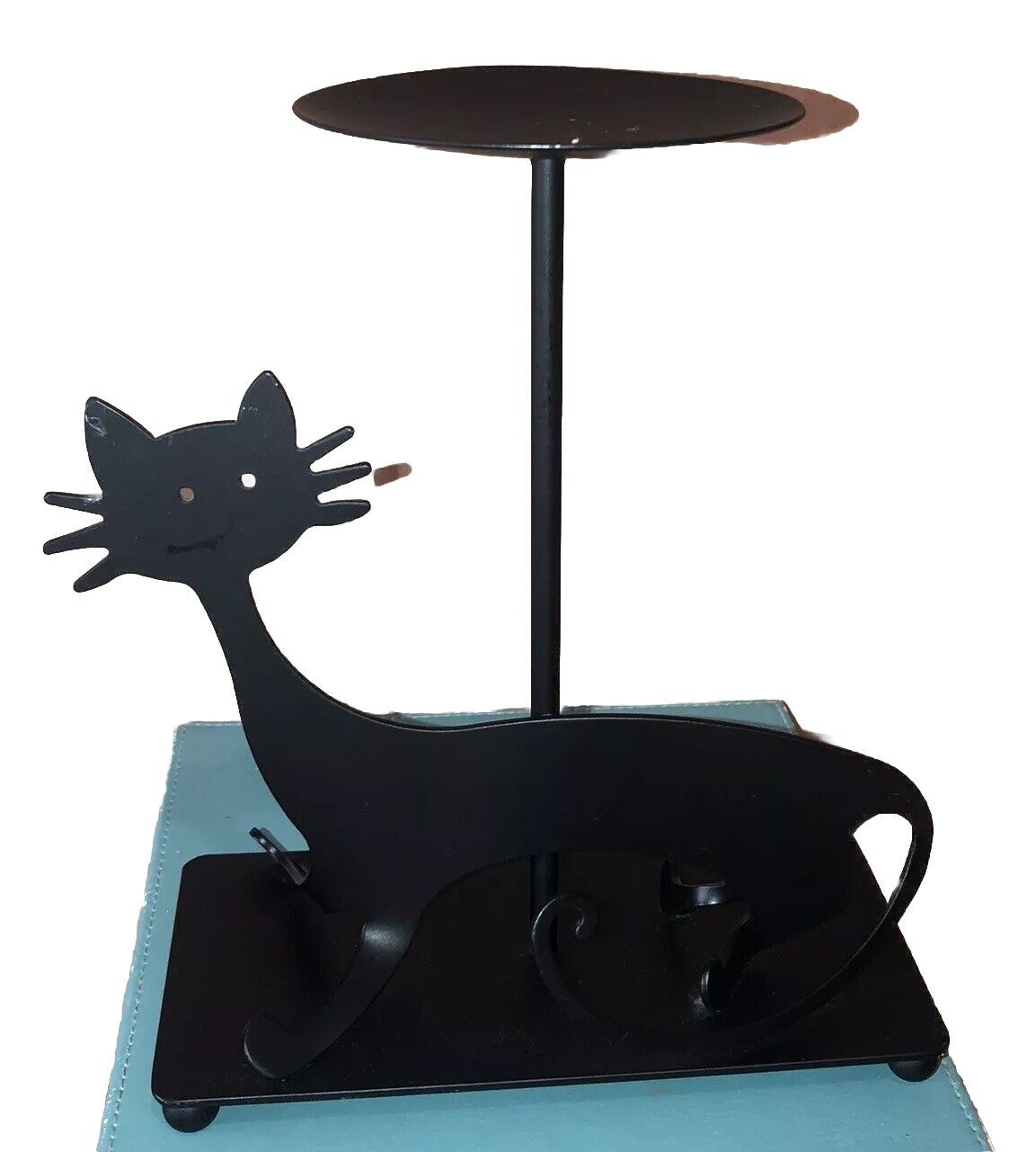 Adorable Black Cat Metal Candle Holder Figurine ￼fun