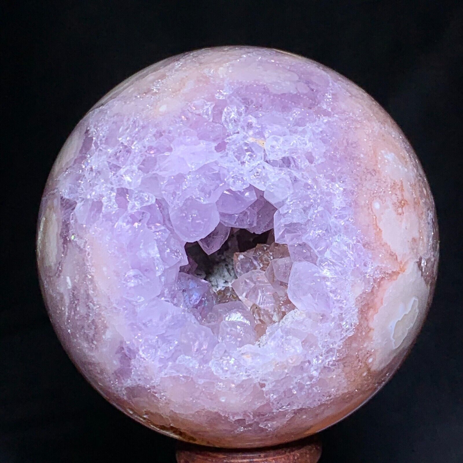 521g Natural Druzy Pink Amethyst Sphere Ball Quartz Crystal Reiki Stone