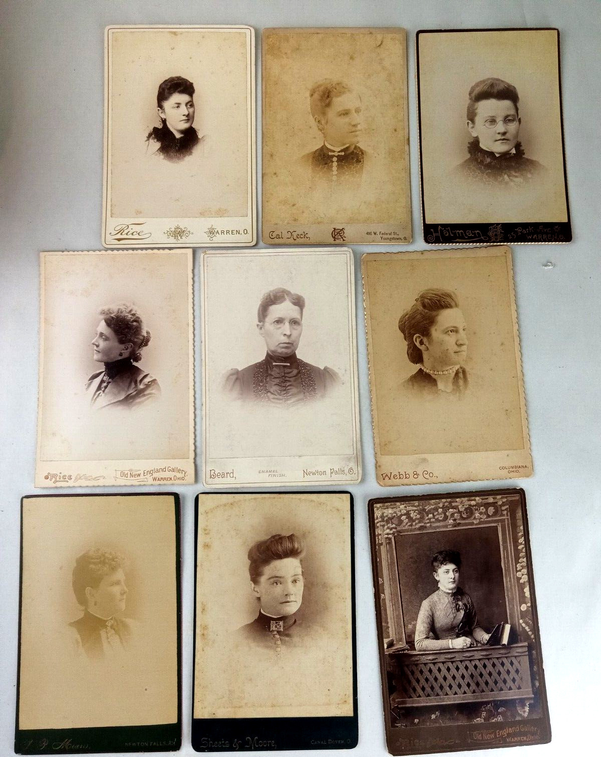 Lot 9 Antique Victorian Photo Cabinet Card Cards Women Ladies OHIO 4 Identified