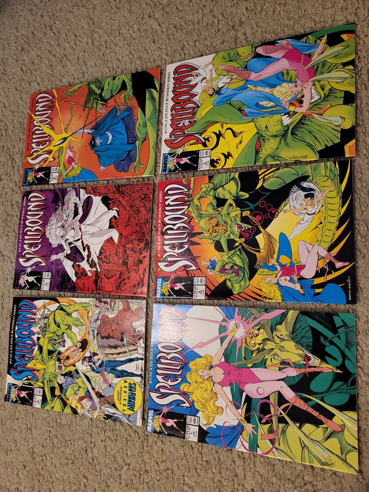 Spellbound 1,2,3,4,5,6 Marvel Comic lot COMPLETE SET New Mutants 1988 HIGH GRADE