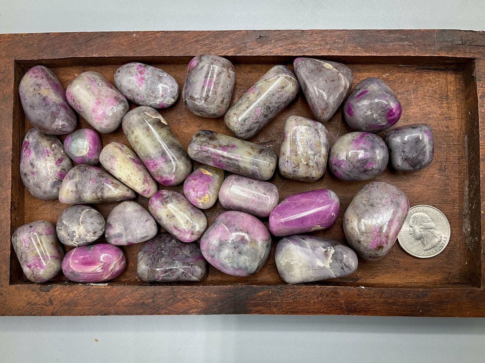 Ruby in cordierite tumbled stones wholesale ruby cordierite tumbles bulk 500g lo