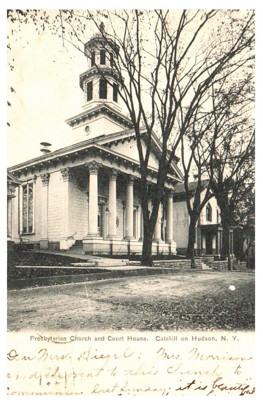 Postcard c1906 Catskill on Hudson New York Presbyterian Church & Court House