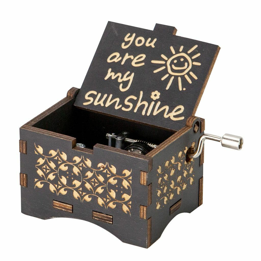 Wooden Music Box Merry Christmas / You are My Sunshine Engraved Vintage Kid Gift