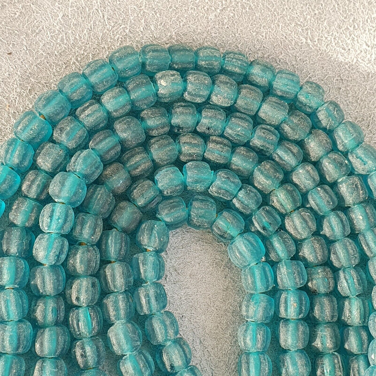 BEAUTIFUL OLD AFRICAN greenish blue GLASS ANTIQUE Style BEADS 7MM