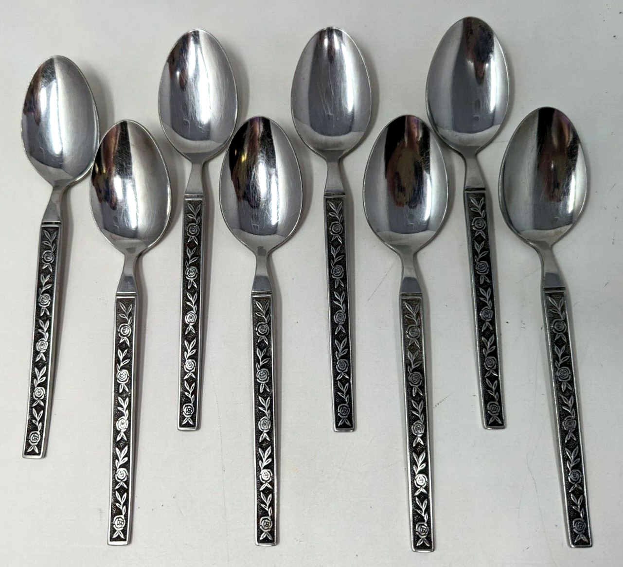 VTG Interpur Stainless Steel Mexicaly Rose Place Soup Spoon 8 Set Japan KP21