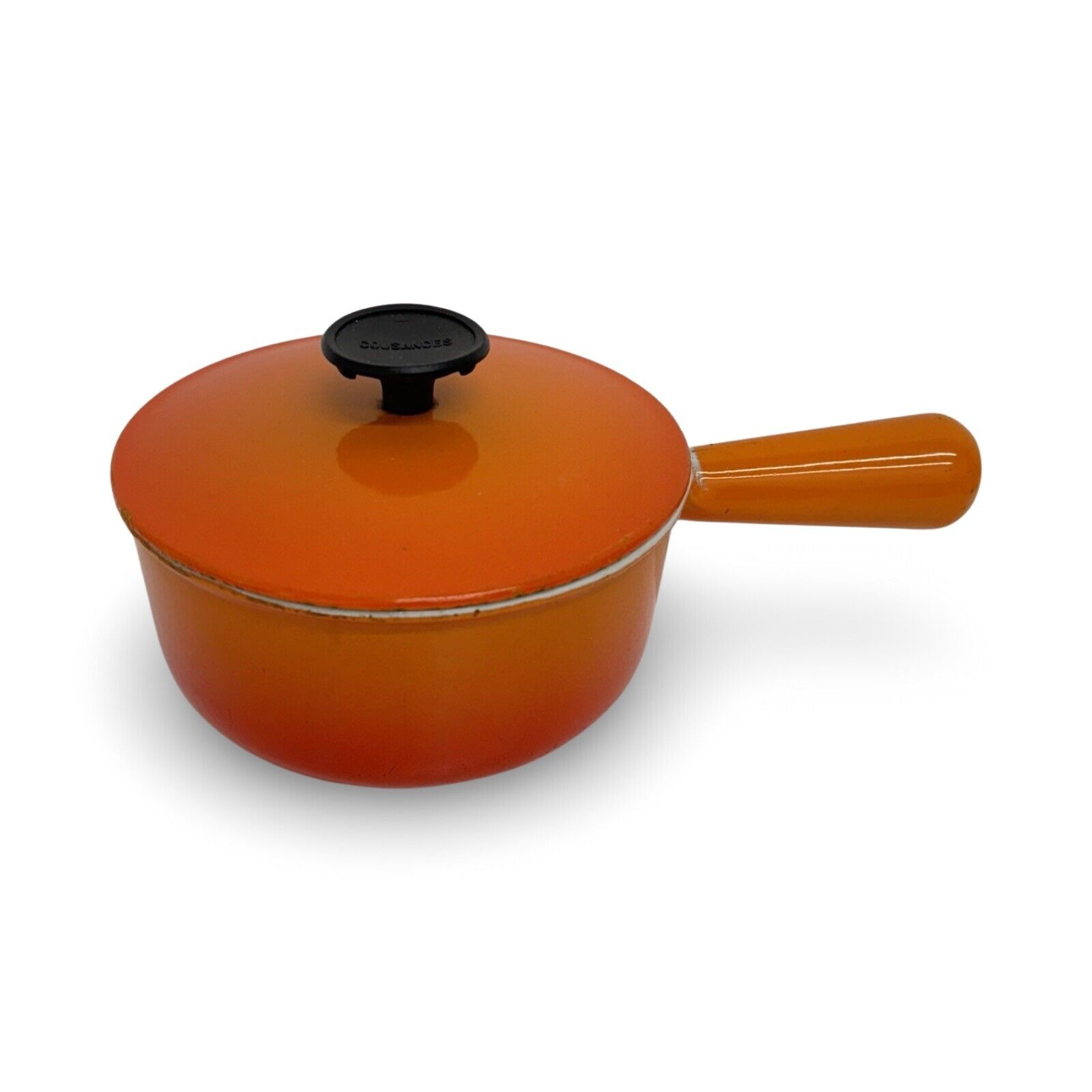 Vintage Le Creuset Cousances #16 Flame Orange Saucepan With Lid