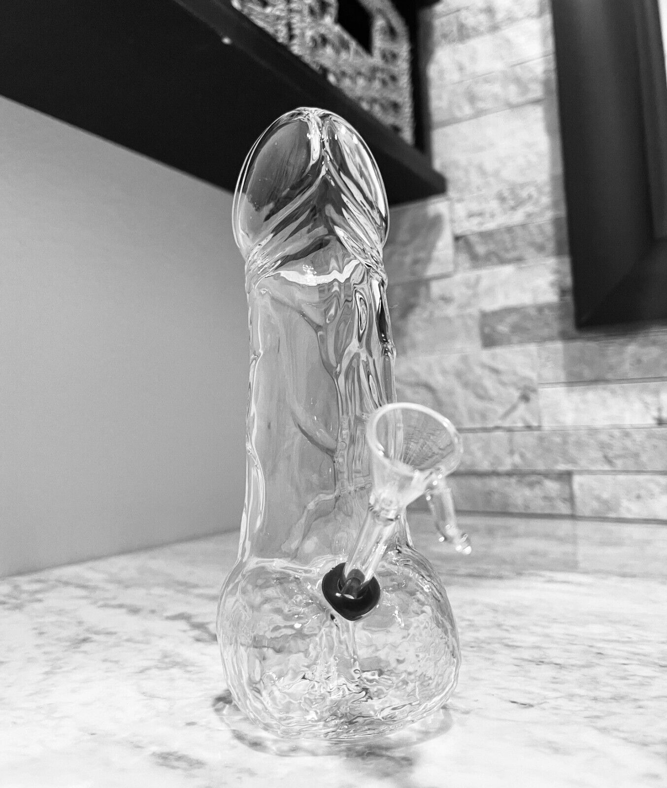 Creative 8in Male Penis Glass Bong Pipe Thick Smoking Water Pipes Hookahs Gift