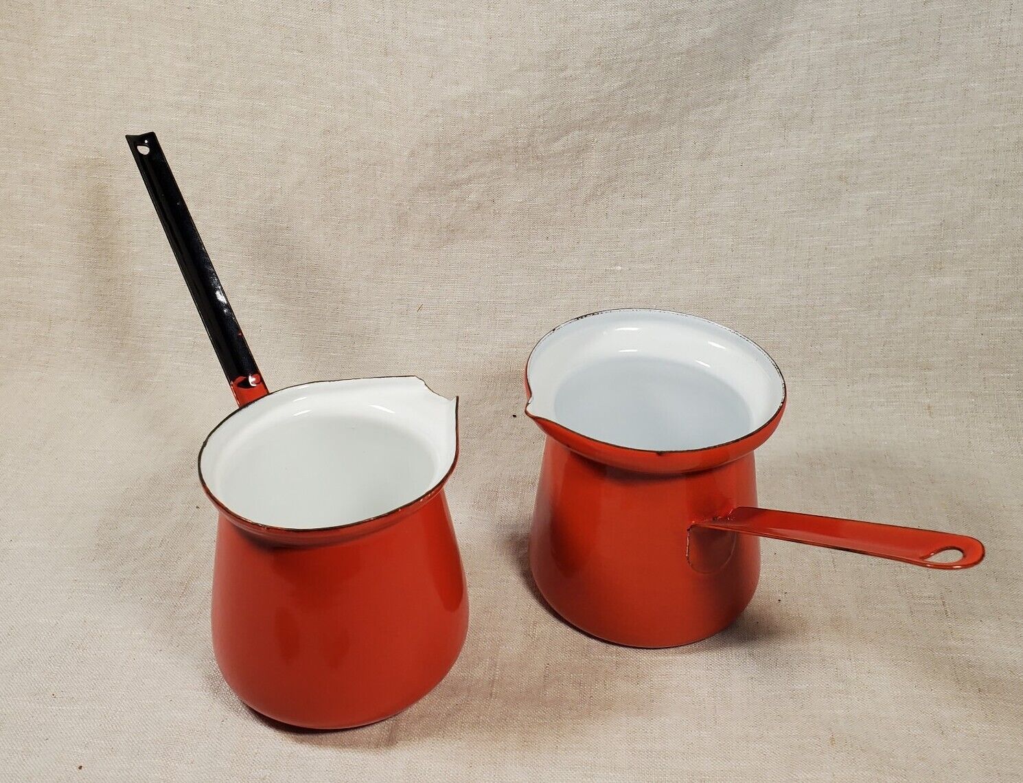 Vintage Red Enamelware Small Pot Turkish Coffee/Melt Butter/Warm Milk (2012)