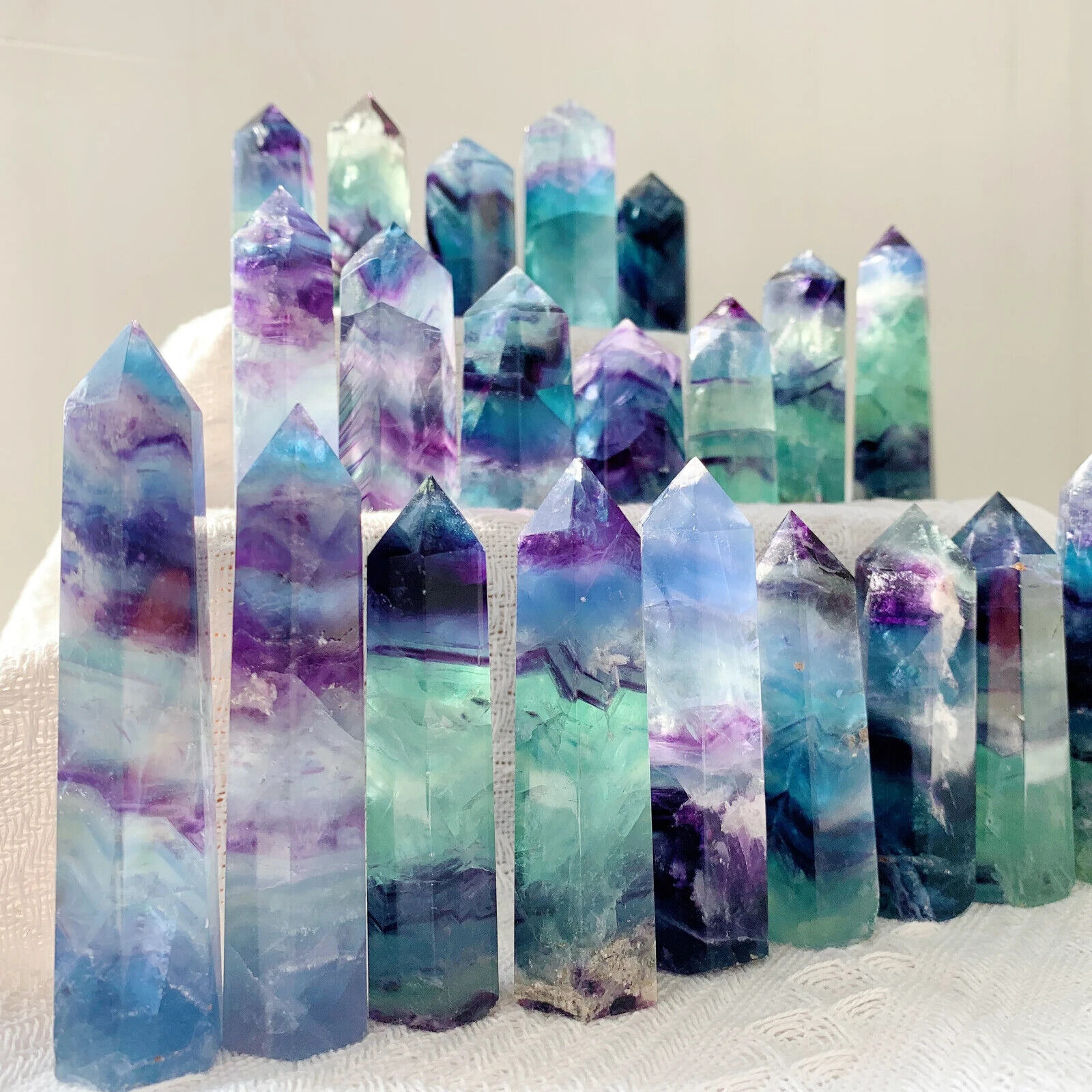 Wholesale Lot 1LB Rainbow Fluorite Tower Point Obelisk Healing Crystal Specimens