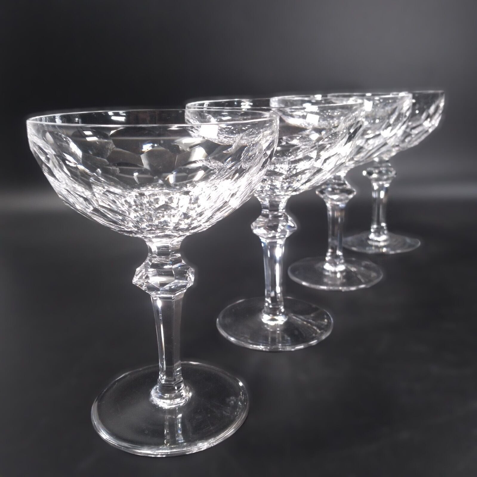 4 Waterford Curraghmore Clear Crystal Champagne Tall Sherbet Glasses Goblets