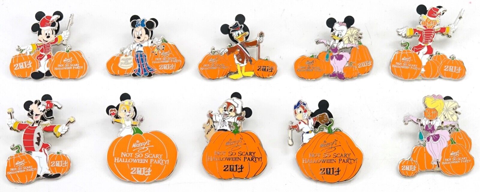 NEW Disney 2014 Mickey's Not So Scary Halloween Party 10 Pin Set W/ Chasers
