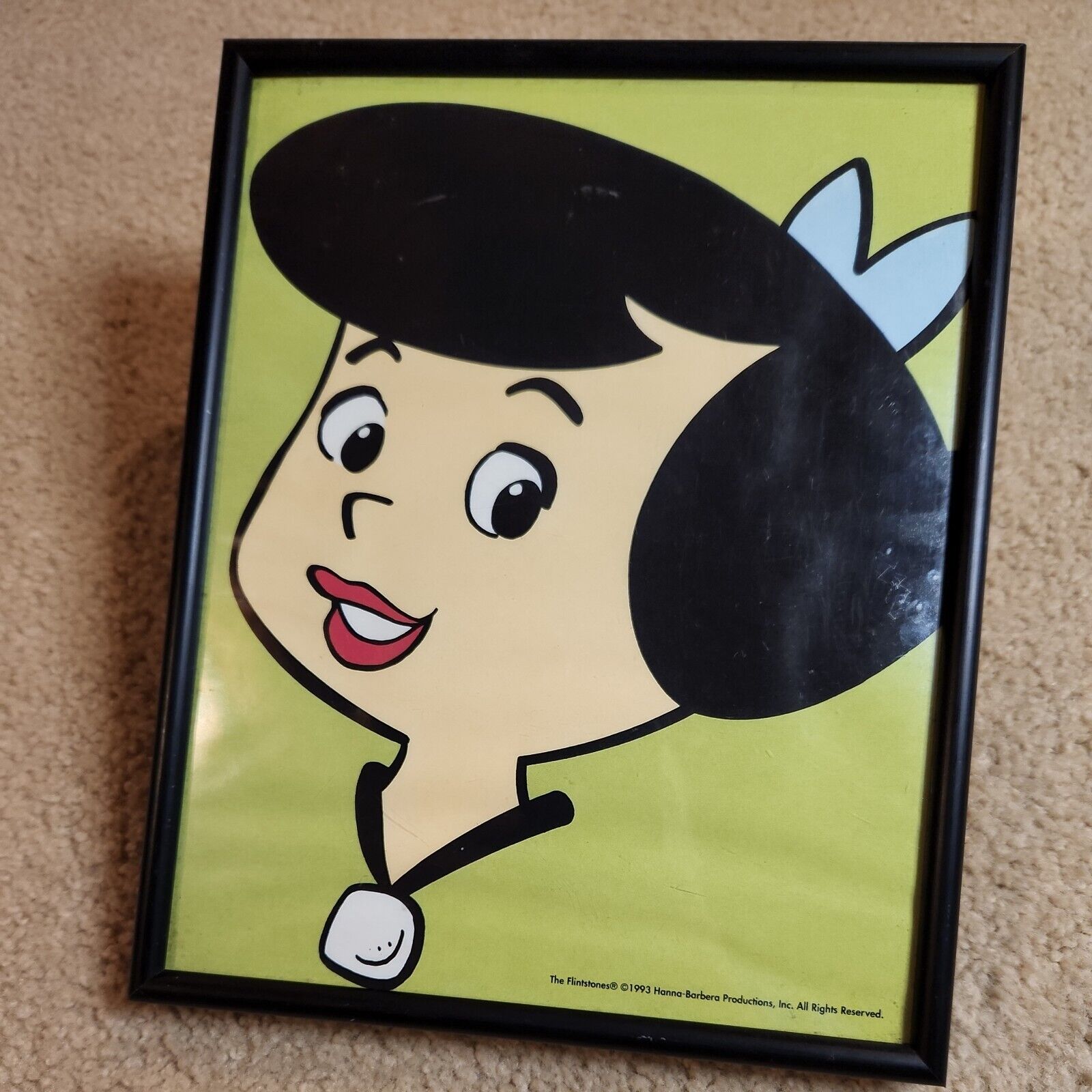 The Flintstones Betty vintage 1993 Framed Carnival Prize Picture  10in x 8in 