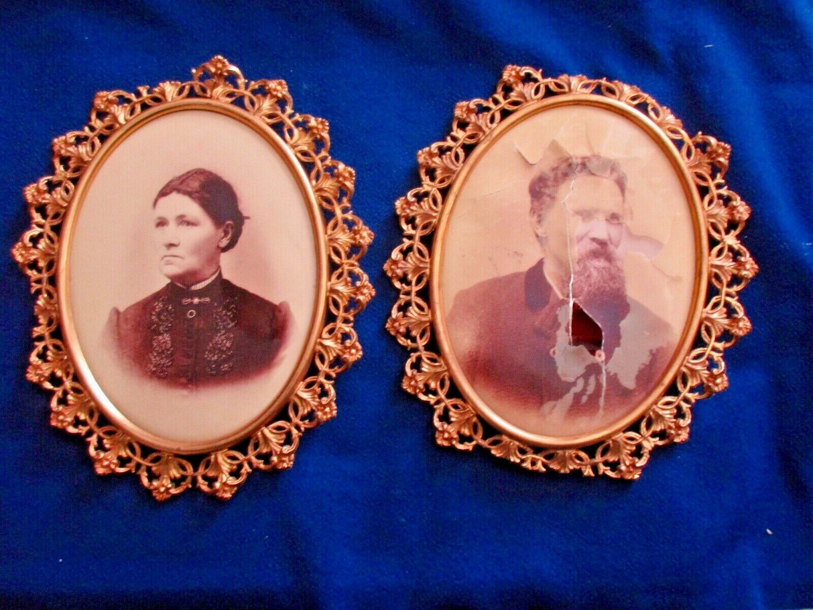 ELABORATE BRASS/WHITE METAL PAIR OF OVAL FRAMES 8X10\