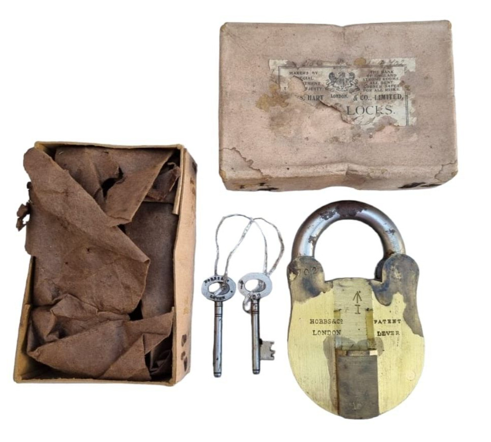 Original Vintage Old Antique Rare Hobbs & Co Pad Lock & Key LONDON