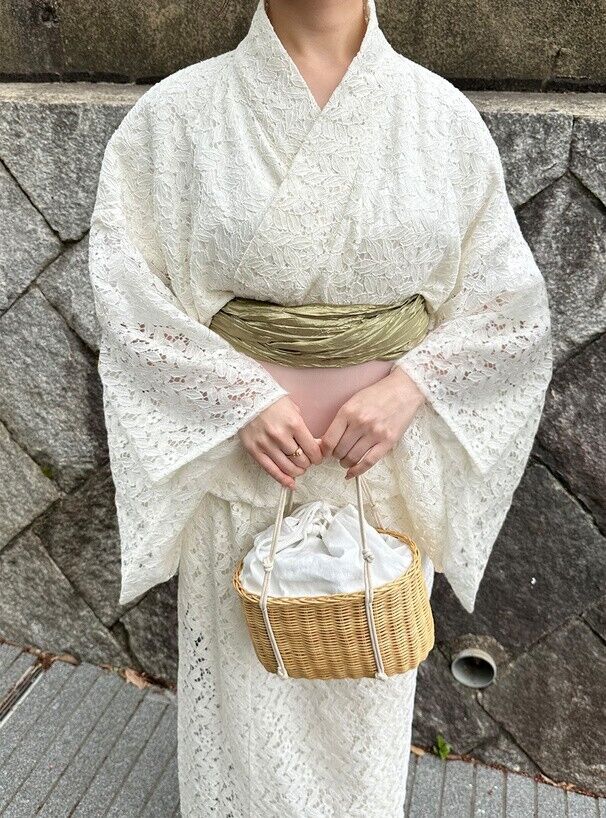 Grail Kimono Yukata Set Dress floral lace white Kyoto Summer Clothes New