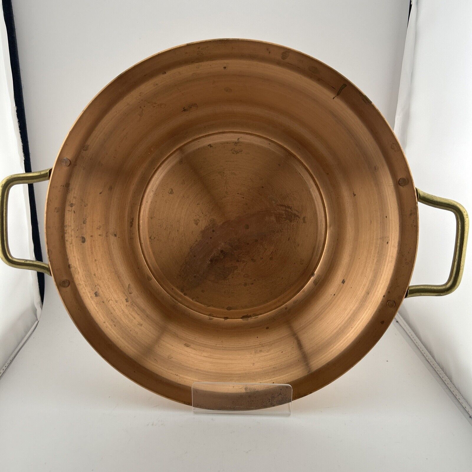 Vintage Copper bowl pan tray with Double Brass Handles