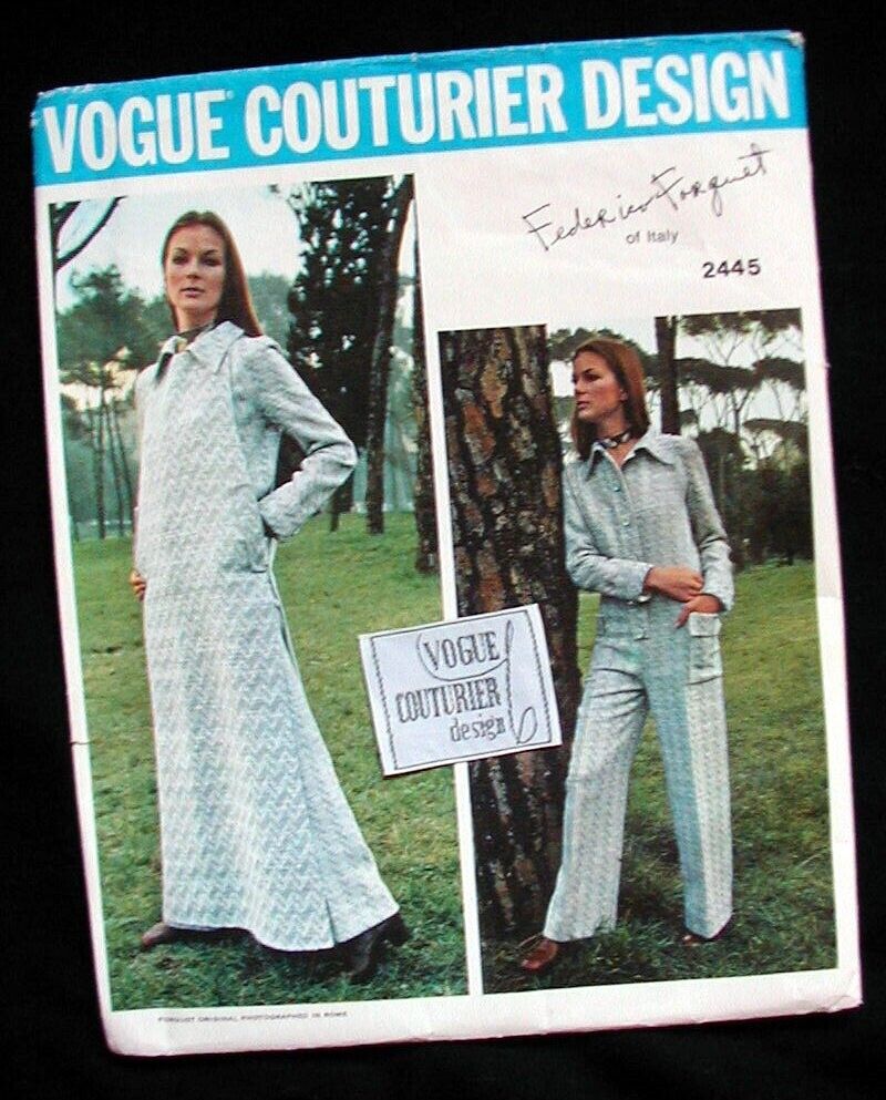 1970s Vogue FORQUET PATTERN Couturier Jumpsuit & Tunic UNCUT & Label 36B Vintage
