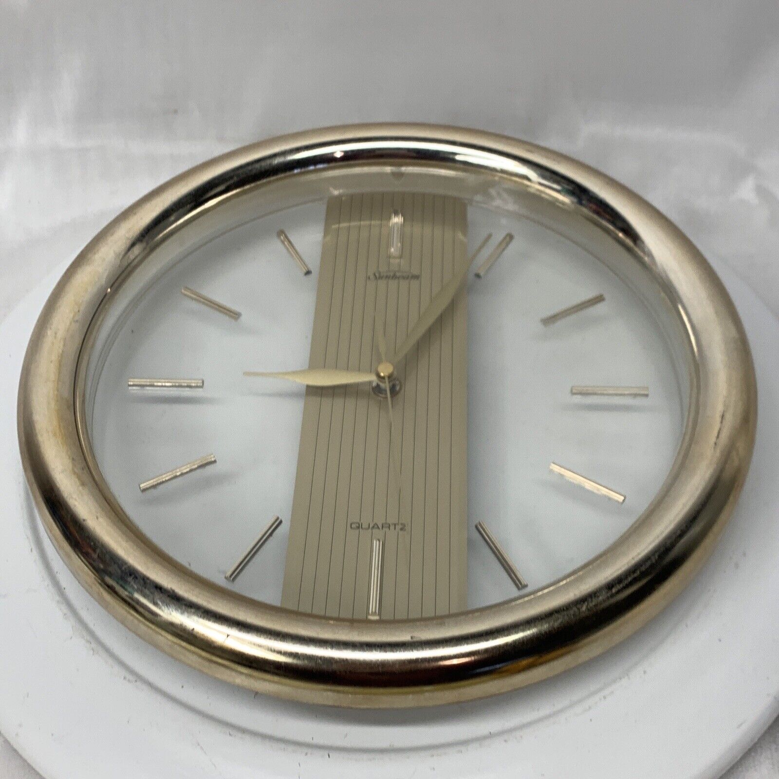Vintage Round Sunbeam Quartz Wall-Mount Clock-Tested