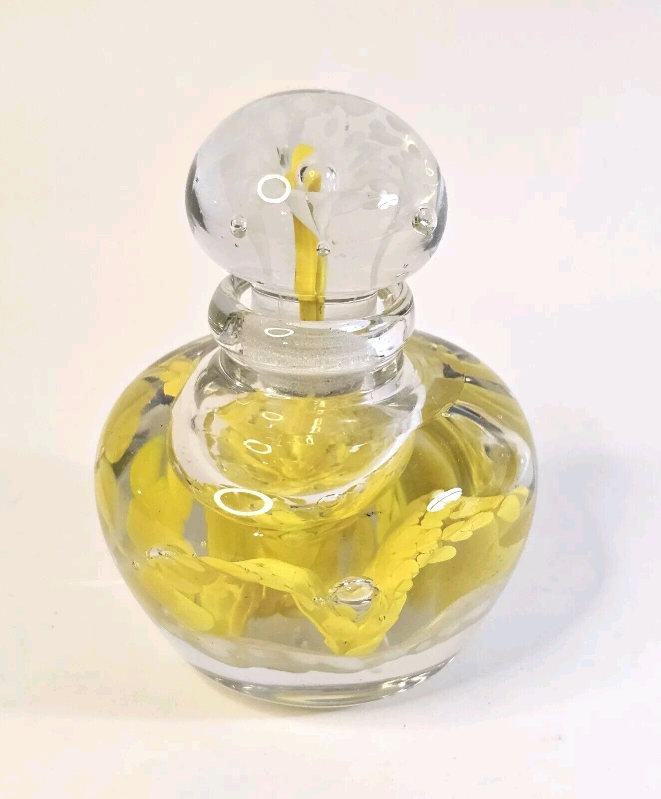 Magnificent Yellow Art Glass Paperweight Perfume Bottle