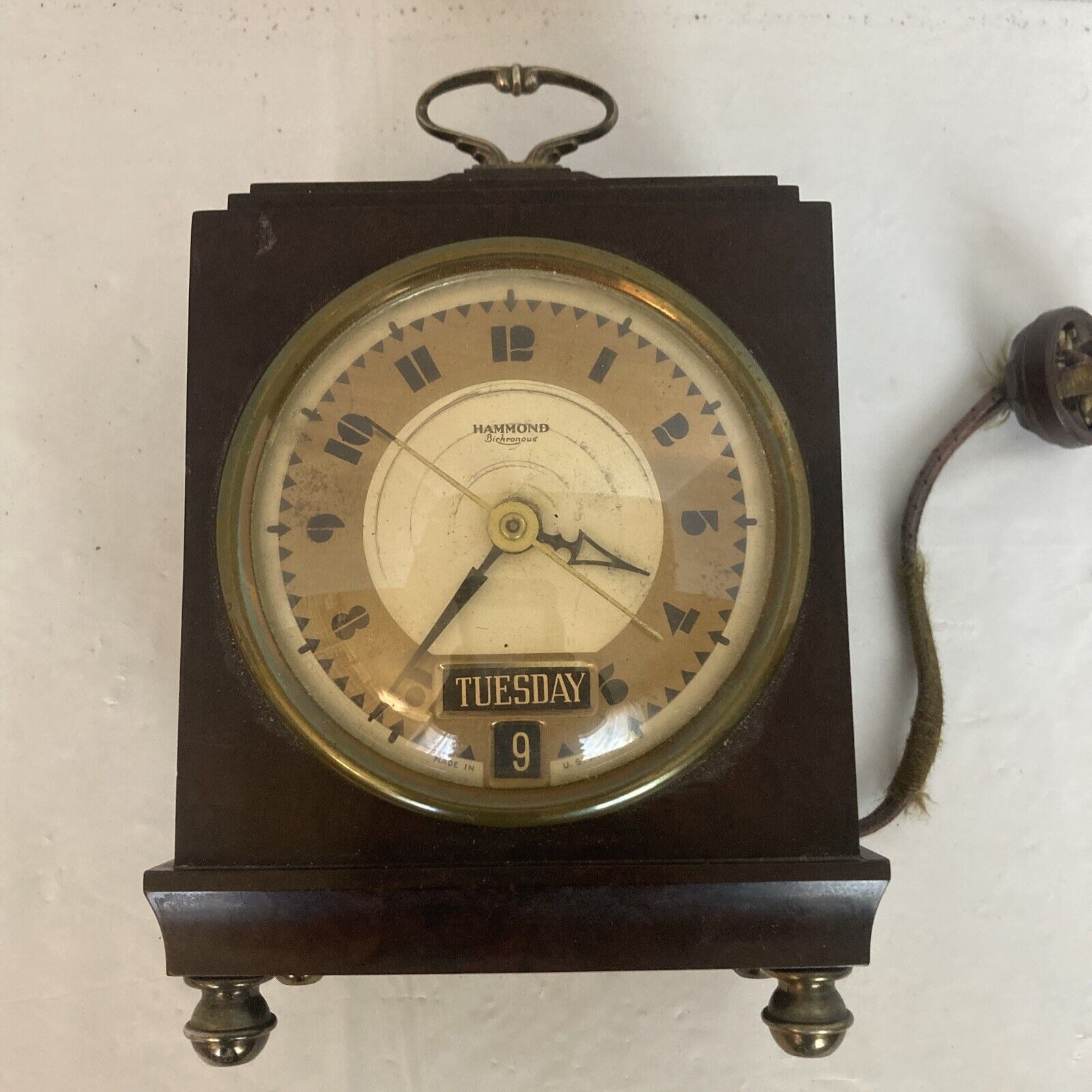 VINTAGE Hammond Bichronous Electric Calendar Clock Type No. BK-1