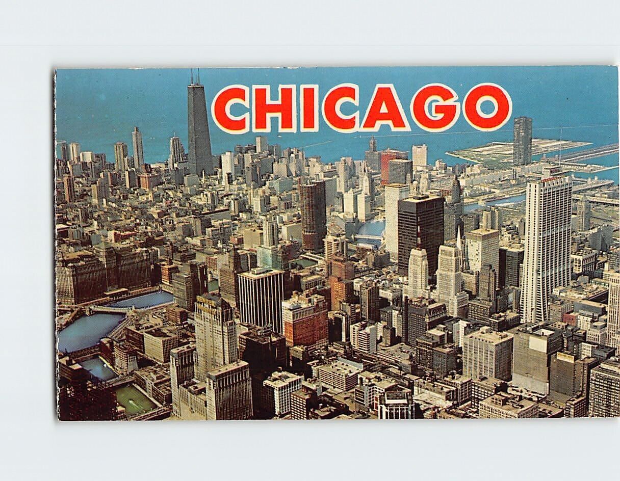 Postcard Aerial View of Downtown Chicago Illinois USA