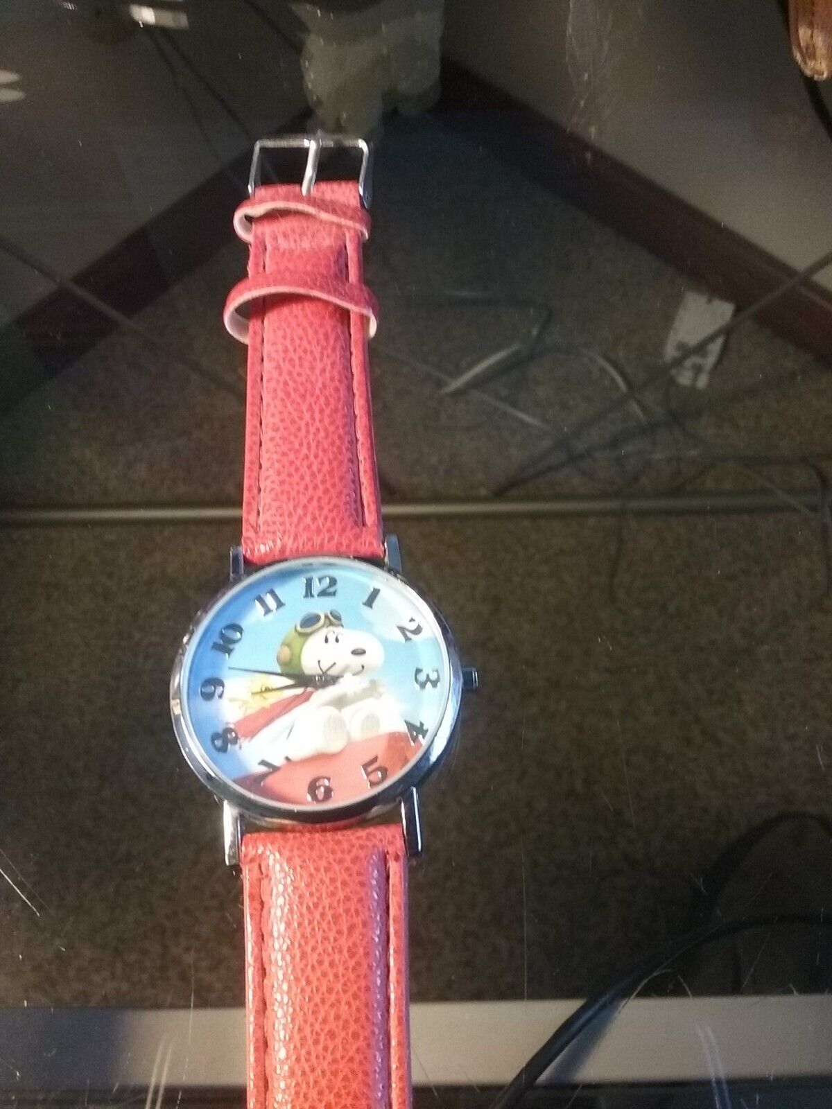 Vintage Peanuts Snoopy  Watch Unisex Silver Tone Red Manual Wind
