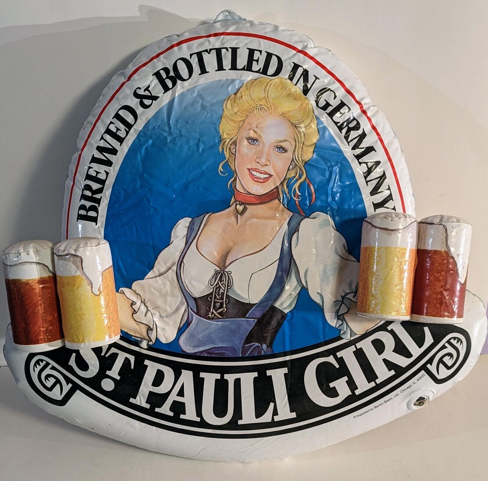 ST. PAULI GIRL BEER MUGS ADVERTISING HANGING INFLATABLE GERMAN 3' X 4' 3D