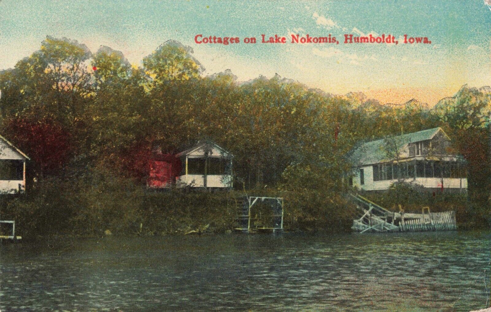 Summer Cottages Lake Nokomis Humboldt Iowa IA c1910 Postcard