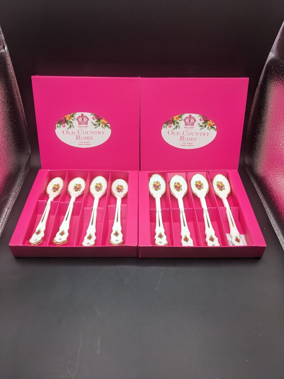 Royal Albert England Old Country Roses Fine Bone China Spoons New In Box Set of8