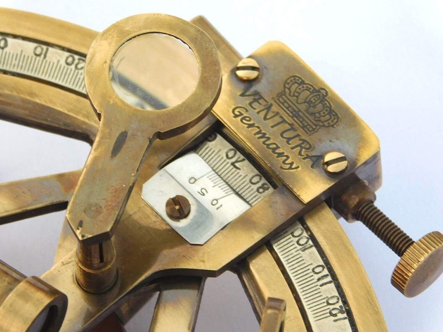 Nautical Ship Celestial Instrument Solid Brass Marine Sextant Astrolabe Antique