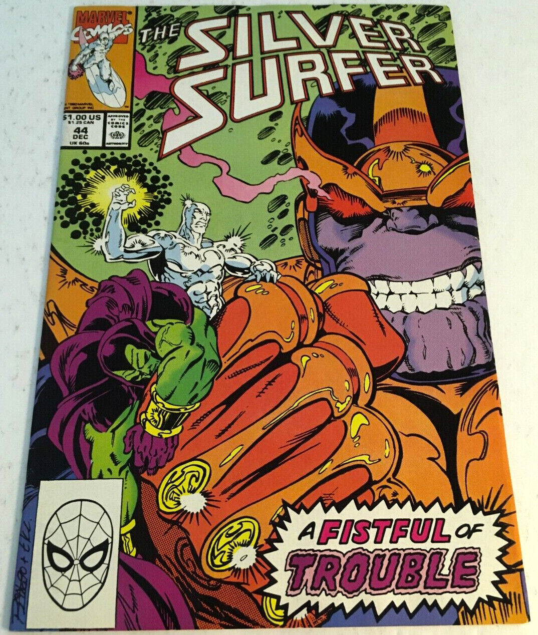 The Silver Surfer 44 Dec 1990 Thanos' Infinity Gauntlet Marvel Comics Fistfull