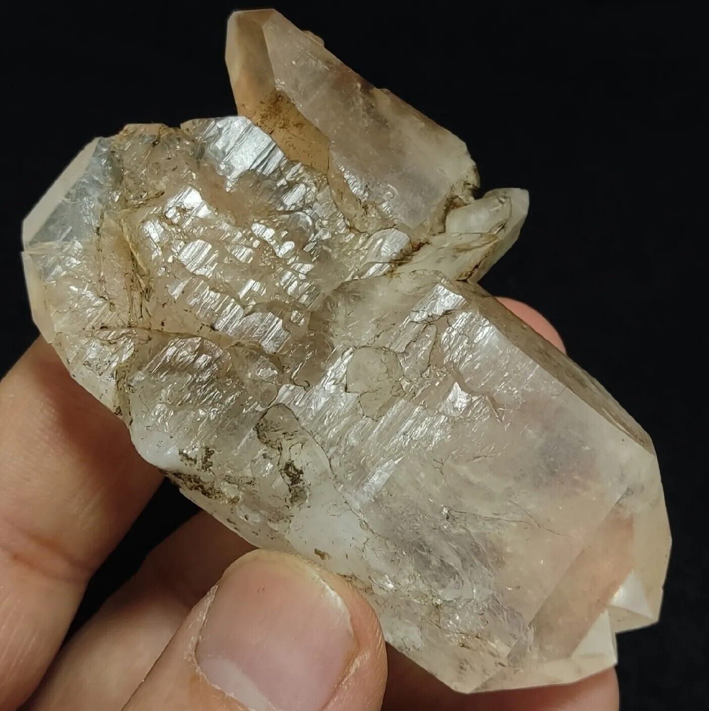 Chlorite/iron quartz crystal Natural floater tabular double terminated  85 grams