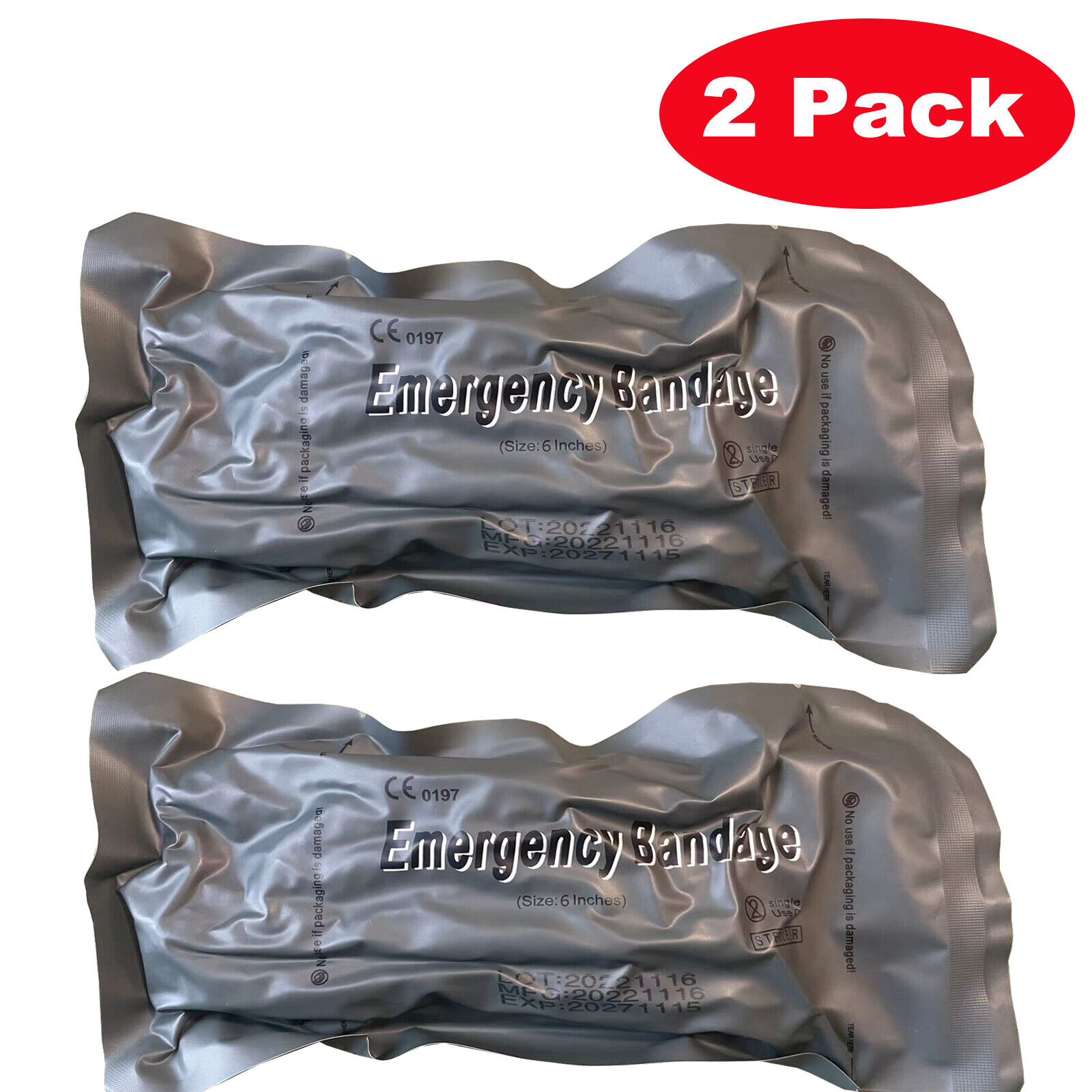 6'' Israeli Bandage - 2 PCS IFAK Refill Emergency First Aid Kit Vavccum Steril 