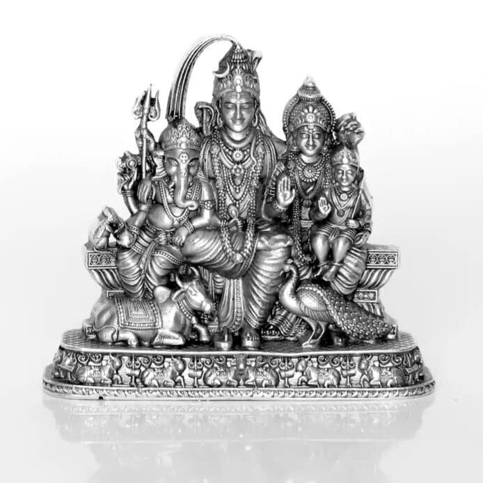 Traditional 92.5 Pure Silver Shiva parvati ganesha kartikey For Car Dashboard