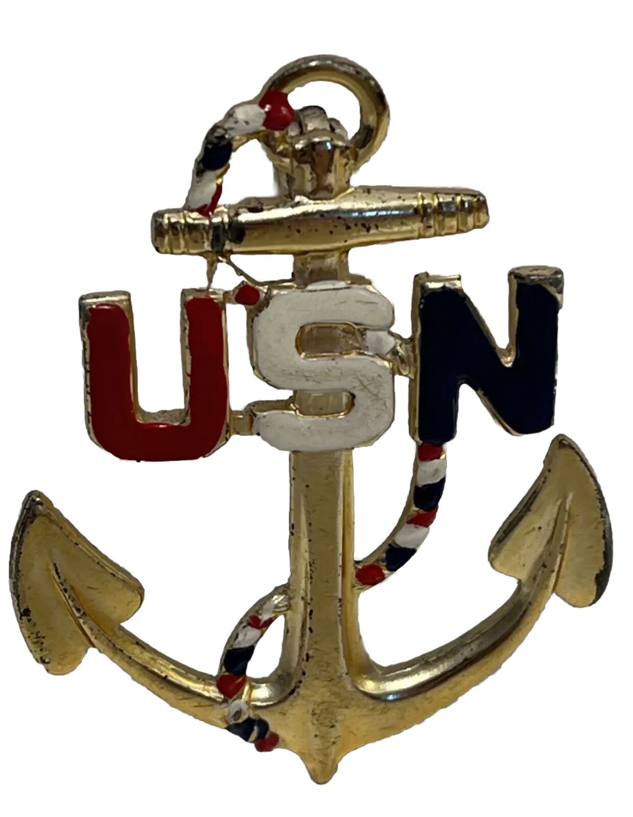 Pre-WWI United States Navy Sterling Enameled Lacquered Pin