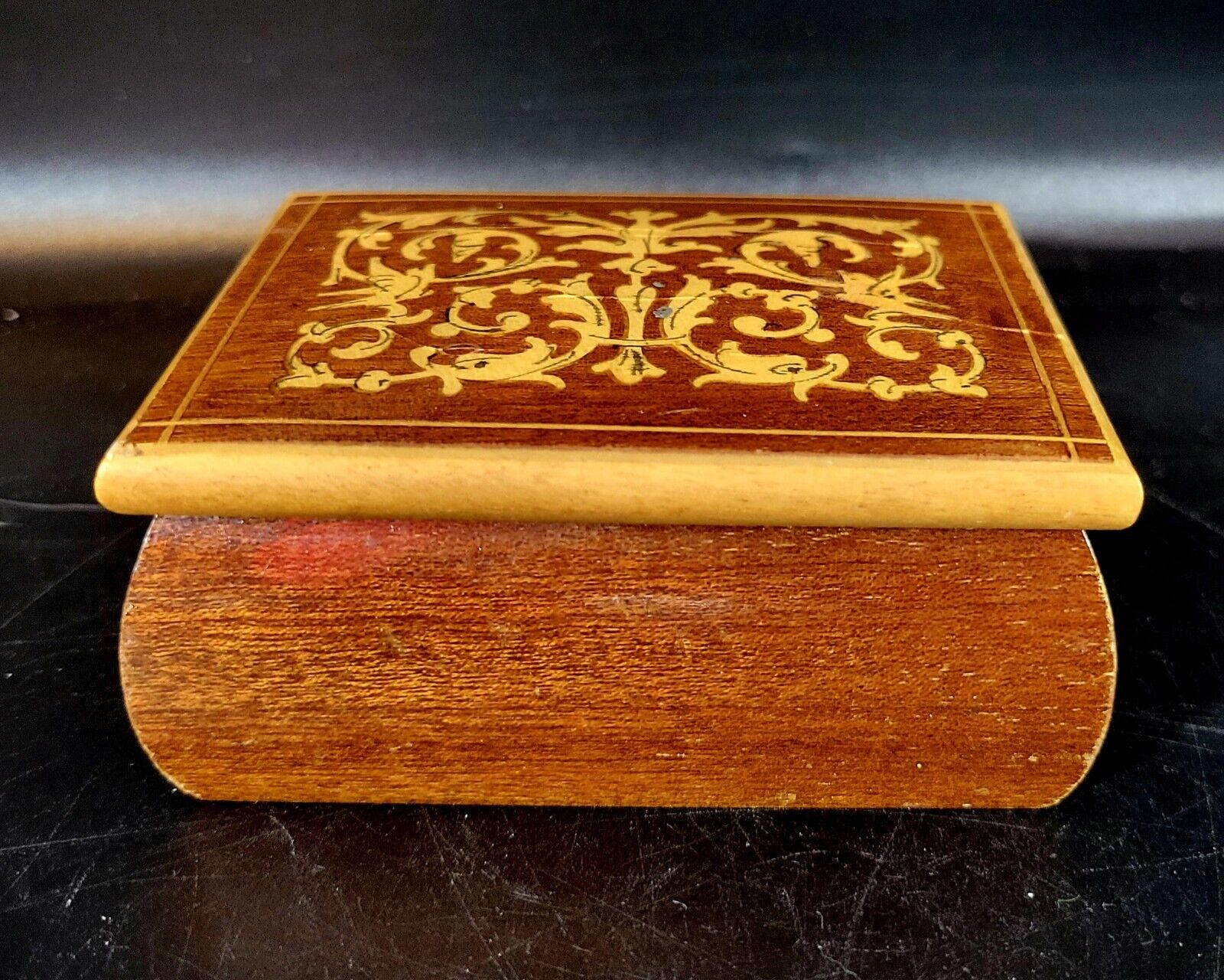 vintage hand carved wooden trinket box